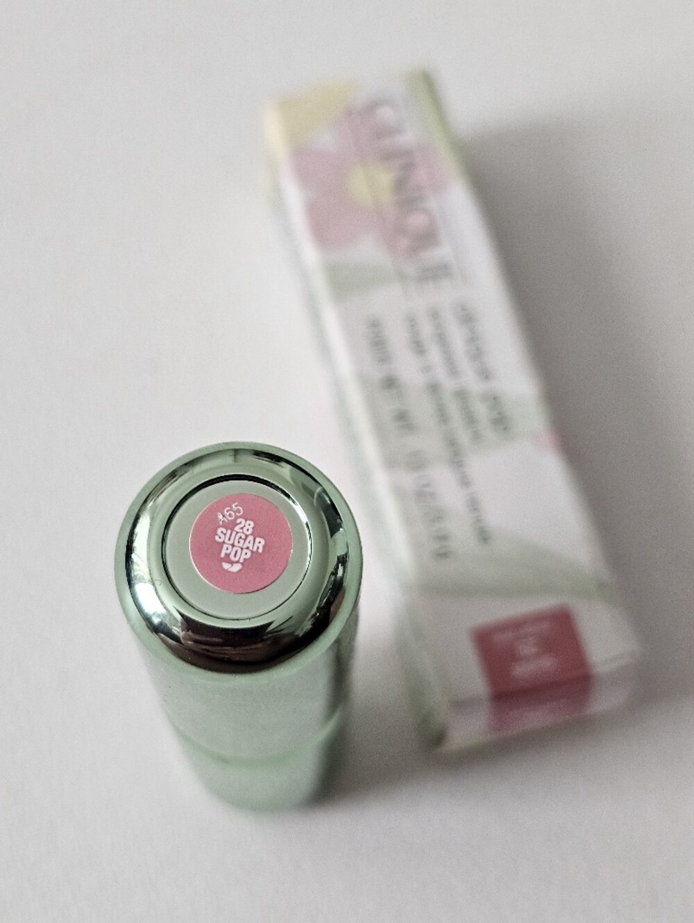 Clinique Pop Longwear Lipstick Shine 28 Sugar Pop Full Size NWT/ NIB Green Tube - Picture 3 of 7